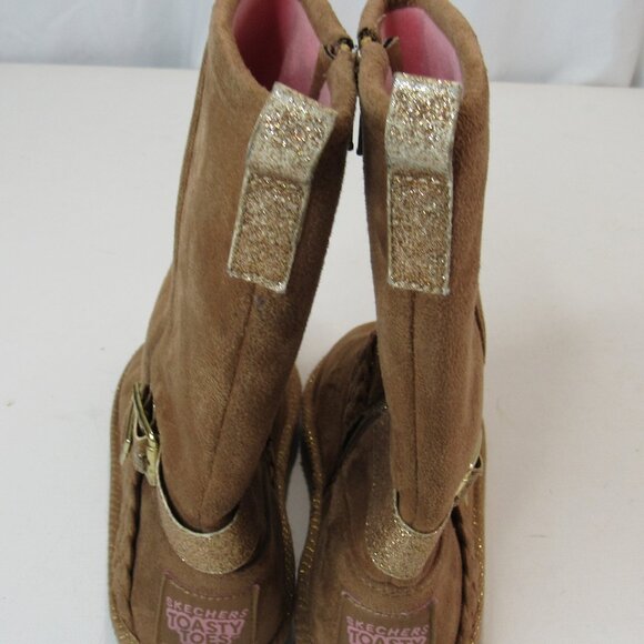 Skechers Toasty Toes Girl's Suede Buckle Memory Foam Warm Winter Boots Size 1 - Picture 14 of 14
